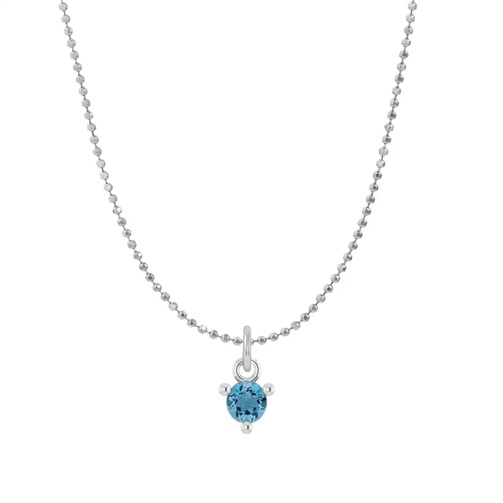 Tiny Zircon solitaire necklace in 14K white gold variant--Zircon variant--14K-white-gold