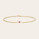 Close-up of 3mm pink tourmaline bezel-set bracelet clasp