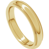 Angled view of polished 14K gold milgrain edge ring