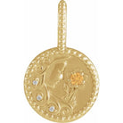 Virgo zodiac medallion charm in 14K gold with citrine