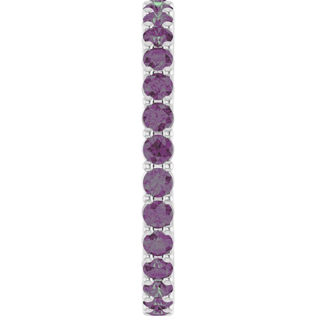 Minimalist white gold stacking ring set with sustainably sourced Alexandrite gems.