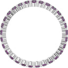 Elegant 10K white gold eternity band with round Alexandrite stones, handmade in the USA.