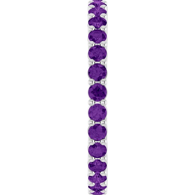 Minimalist white gold stacking ring set with sustainably sourced Amethyst gems.