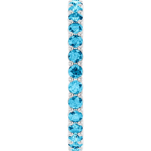 Minimalist white gold stacking ring set with sustainably sourced Aquamarine gems.
