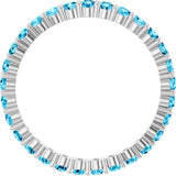 Elegant 10K white gold eternity band with round Aquamarine stones, handmade in the USA. white gold variant--Aquamarine variant--10K-white-gold