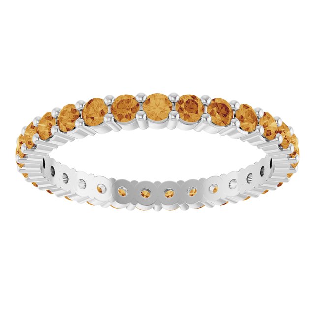 Ethical Citrine ring in solid 10K white gold with a full circle of 2mm gemstones. white gold variant--Citrine variant--10K-white-gold