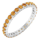 Citrine eternity ring in 10K white gold, handcrafted using recycled metal.
