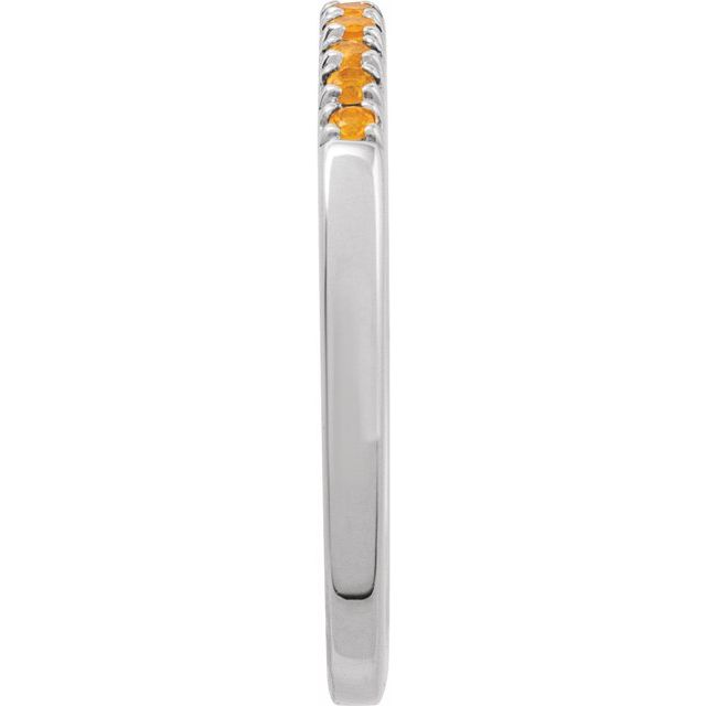 Low-profile white gold birthstone ring with yellow citrine stones variant--14K-white-gold