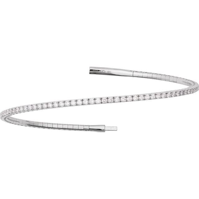 14K White 1.5CTW Natural Diamond Flexible Bangle 7" Bracelet white gold variant--14K-white-gold variant--Diamond-Lab variant--Diamond-Nat