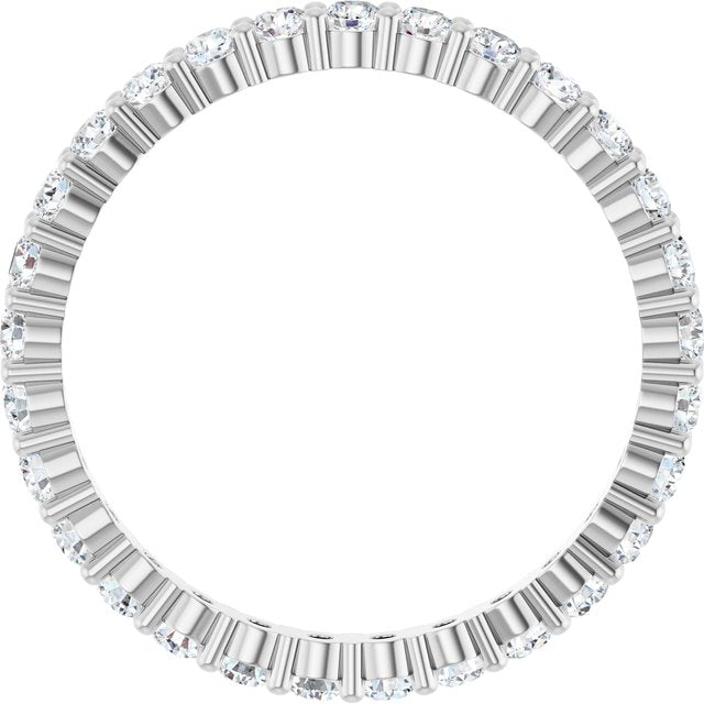 Elegant 10K white gold eternity band with round Diamond stones, handmade in the USA.