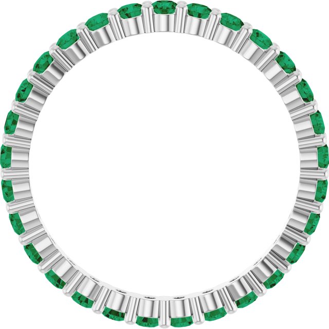 Eco-friendly white gold ring featuring Emerald birthstones, perfect for layering.