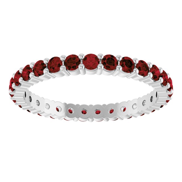 Minimalist white gold stacking ring set with sustainably sourced Garnet gems.