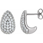Close-Up of Pavé Teardrop Diamond Earrings in White Gold