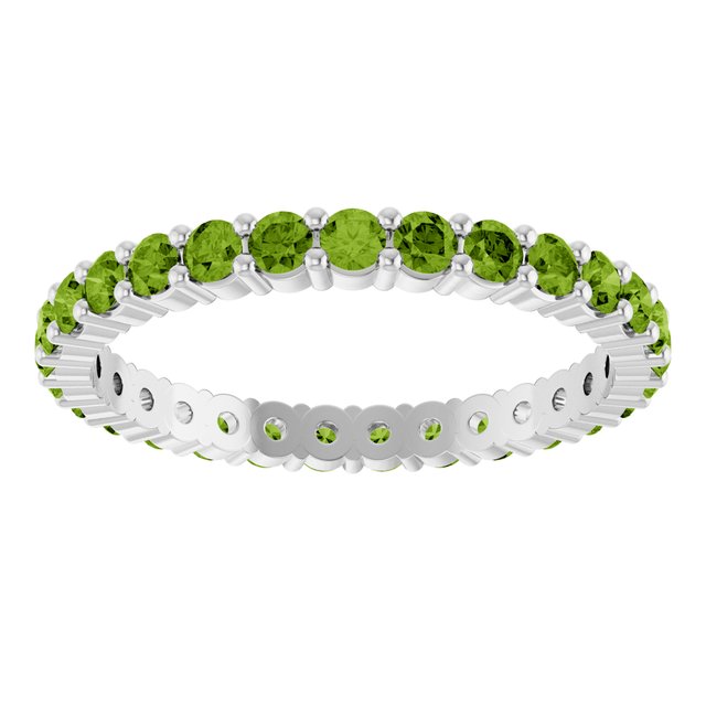 Ethical Peridot ring in solid 10K white gold with a full circle of 2mm gemstones. white gold variant--Peridot variant--10K-white-gold