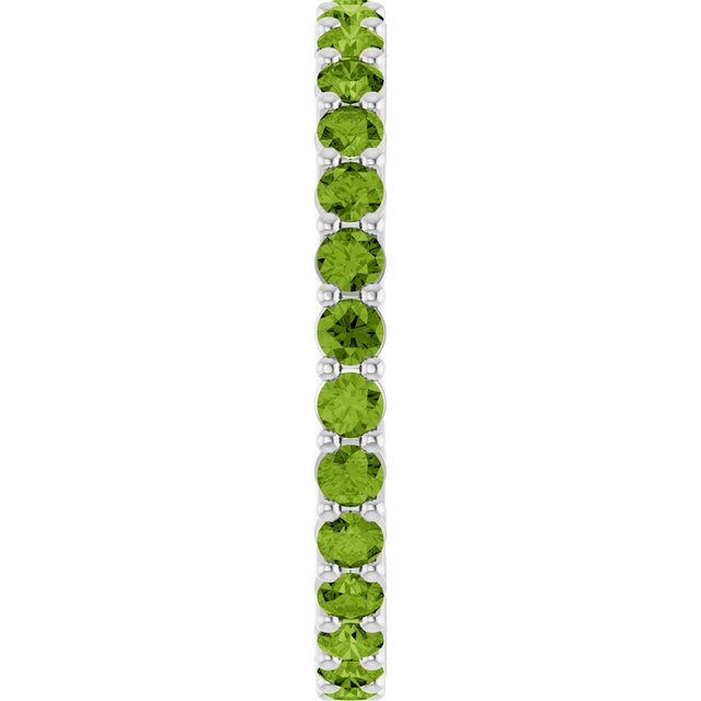 Minimalist white gold stacking ring set with sustainably sourced Peridot gems.