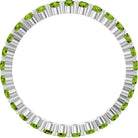 Elegant 10K white gold eternity band with round Peridot stones, handmade in the USA.