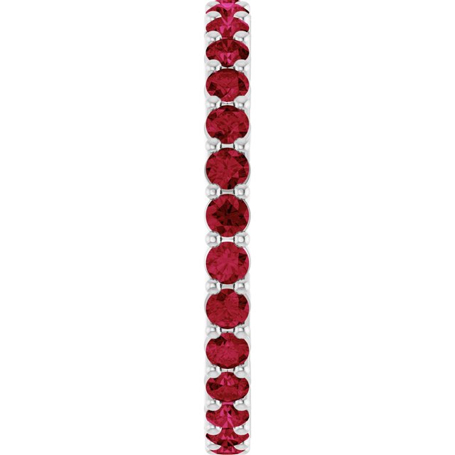 Minimalist white gold stacking ring set with sustainably sourced Ruby gems.