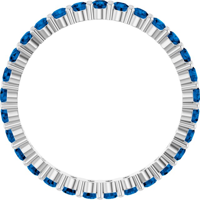 Elegant 10K white gold eternity band with round Sapphire stones, handmade in the USA.