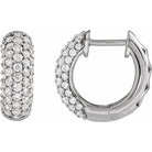 Close-Up of Lab-Created Diamond Hoops in White Gold