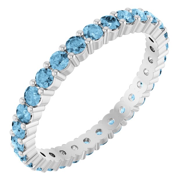 Swiss Blue Topaz eternity ring in 10K white gold, handcrafted using recycled metal. Topaz white gold variant--Swiss-Topaz variant--10K-white-gold