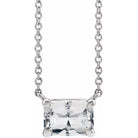 Emerald-cut white sapphire necklace on 18-inch gold chain