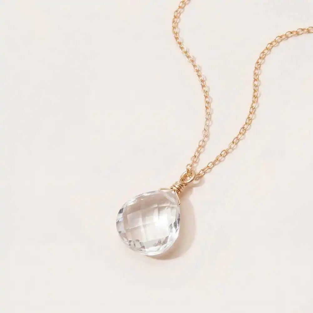 White topaz necklace with clear gemstone on a delicate chain
