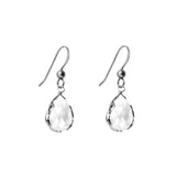Handmade white topaz earrings in antiqued silver finish variant--Oxidized-sterling-silver