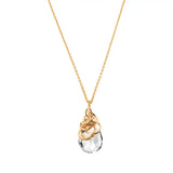 Natural white topaz pendant necklace in gold-fill variant--White-Topaz variant--Gold-fill
