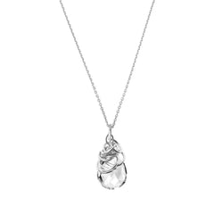 Natural white topaz pendant necklace in sterling silver