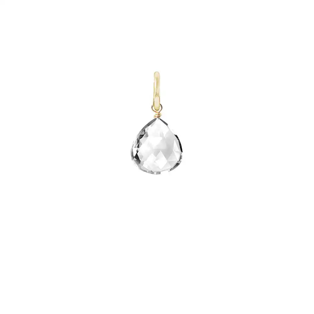 6mm white topaz drop charm designed in sterling silver, perfect for custom jewelry creation. variant--White-Topaz variant--Gold-fill variant--Large