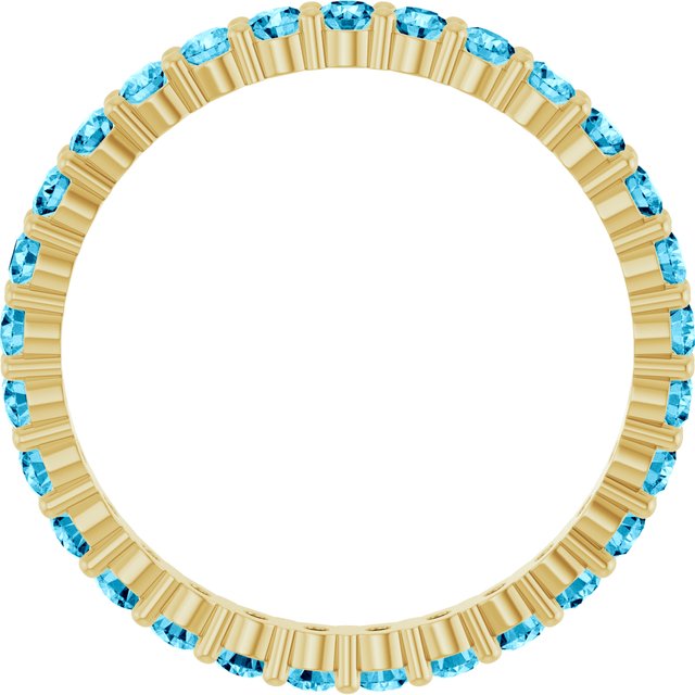 Eco-friendly yellow gold ring featuring Aquamarine birthstones, perfect for layering.