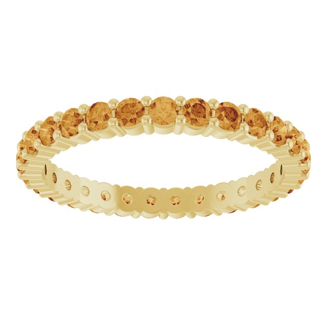 Ethical Citrine ring in solid 10K yellow gold with a full circle of 2mm gemstones.
