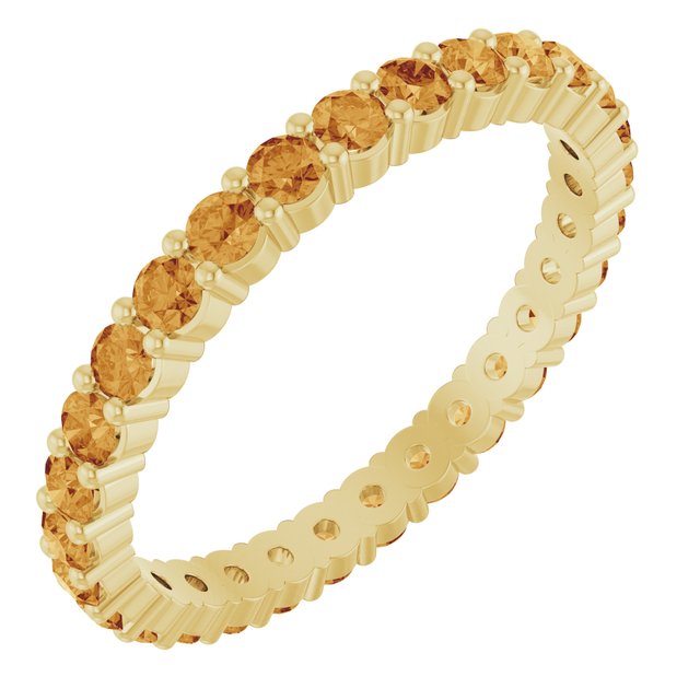 Citrine eternity ring in 10K yellow gold, handcrafted using recycled metal.