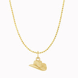 14K yellow gold cowgirl hat necklace