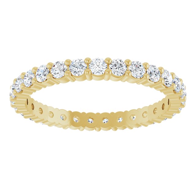 Ethical Diamond ring in solid 10K yellow gold with a full circle of 2mm gemstones.