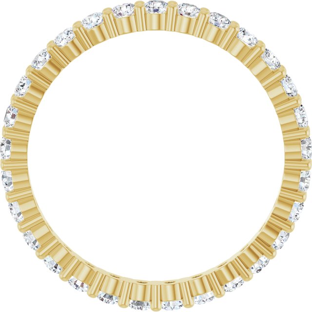 Elegant 10K yellow gold eternity band with round Diamond stones, handmade in the USA.