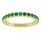 Ethical Emerald ring in solid 10K yellow gold with a full circle of 2mm gemstones.