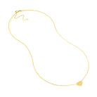 Yellow gold Adjustable chain detail of Mini Heart Necklace showing 16–18 inch length and spring-ring clasp