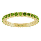Ethical Peridot ring in solid 10K yellow gold with a full circle of 2mm gemstones.