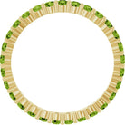 Elegant 10K yellow gold eternity band with round Peridot stones, handmade in the USA.