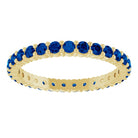 Ethical Sapphire ring in solid 10K yellow gold with a full circle of 2mm gemstones.