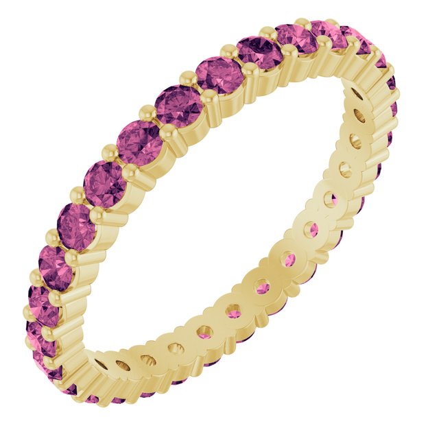 Ethical Tourmaline ring in solid 10K yellow gold with a full circle of 2mm gemstones.