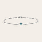 14K yellow gold Zircon bracelet, Minimalist blue zircon birthstone bracelet with smooth bezel