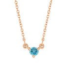 Tiny zircon necklace in 14K rose gold, delicate and dainty for everyday wear.