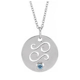 Celestial Cancer symbol necklace handcrafted in 14K white gold with gemstone drop. variant--Sterling-silver variant--14K-white-gold