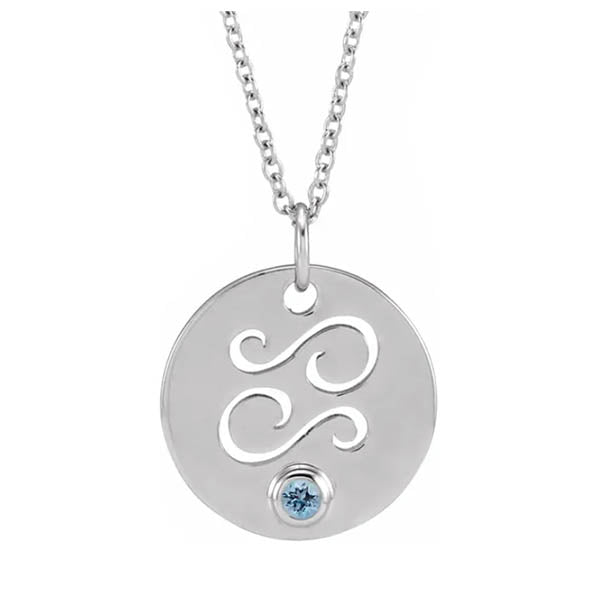 Celestial Cancer symbol necklace handcrafted in 14K white gold with gemstone drop. variant--Sterling-silver variant--14K-white-gold