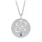 Celestial Cancer symbol necklace handcrafted in 14K white gold with gemstone drop.
