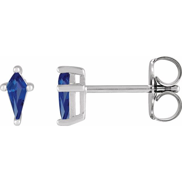 14K White Gold Blue Sapphire Earrings