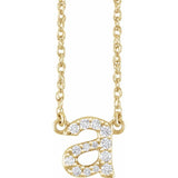 diamond lowercase initial necklace, initial necklace, diamond initial necklace 14K yellow gold A initial charm variant--A variant--14K-yellow-gold