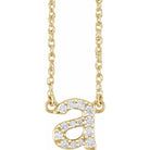 diamond lowercase initial necklace, initial necklace, diamond initial necklace 14K yellow gold A initial charm